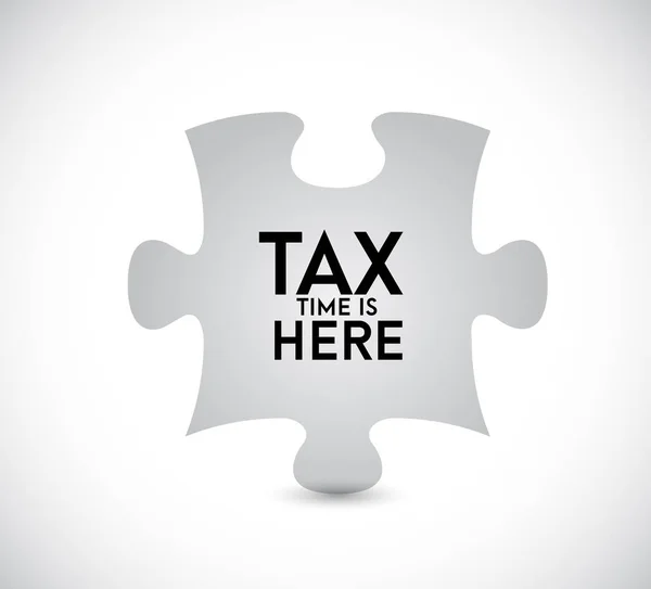 Steuerzeit Ist Hier Puzzleteil Icon Illustration Design Auf Weißem Hintergrund — Stockfoto