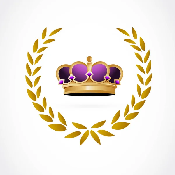 Goldene Krone in einem Lorbeer. Illustrationsdesign — Stockfoto