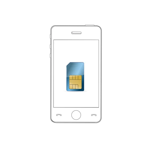 SIM 카드와 라인 아트 와 전화 — 스톡 사진