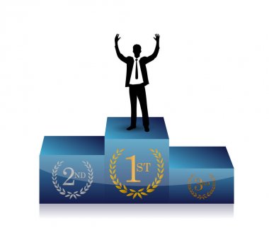 bir podyumun üstünde işadamı.