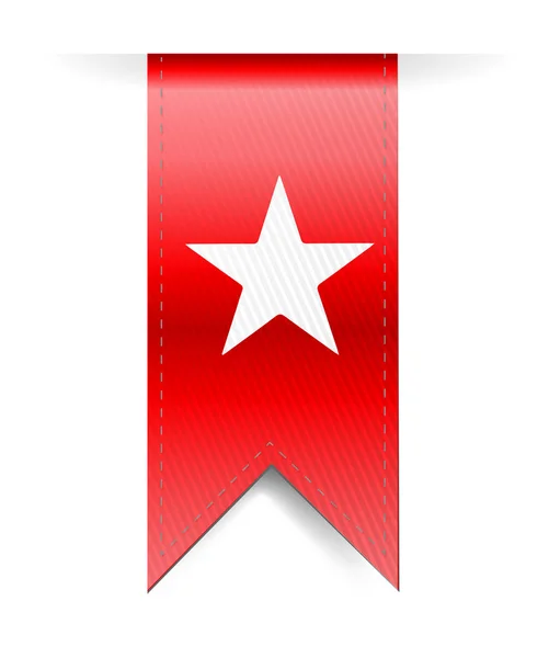 Λευκό αστέρι πάνω από μια κόκκινη εικόνα banner απομονωμένη — Φωτογραφία Αρχείου