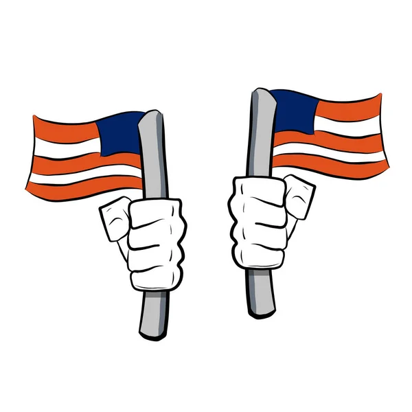 愛国者はアメリカ国旗を手にする 白を基調としたイラストデザイン — ストック写真