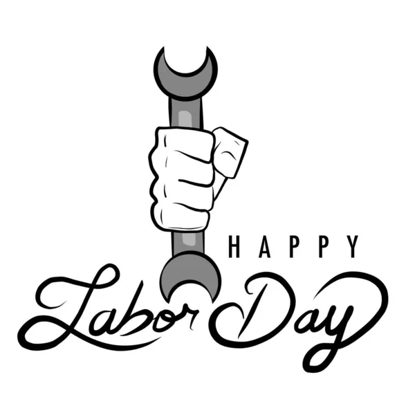 Happy Laybor Day Werknemer Hand Illustratie Ontwerp Wit Stockafbeelding