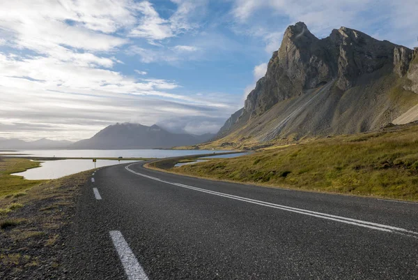 Vista Panorámica Del Océano Atlántico Carretera Los Fiordos Orientales Islandia — Foto de Stock