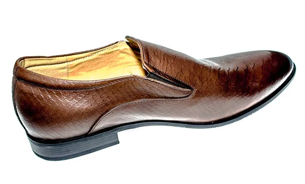 Brown Sapatos Masculinos Fundo Branco — Fotografia de Stock