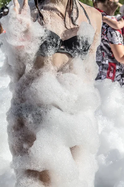 People at a foam party