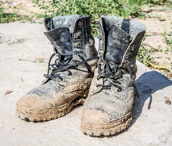 Dirty old work boots