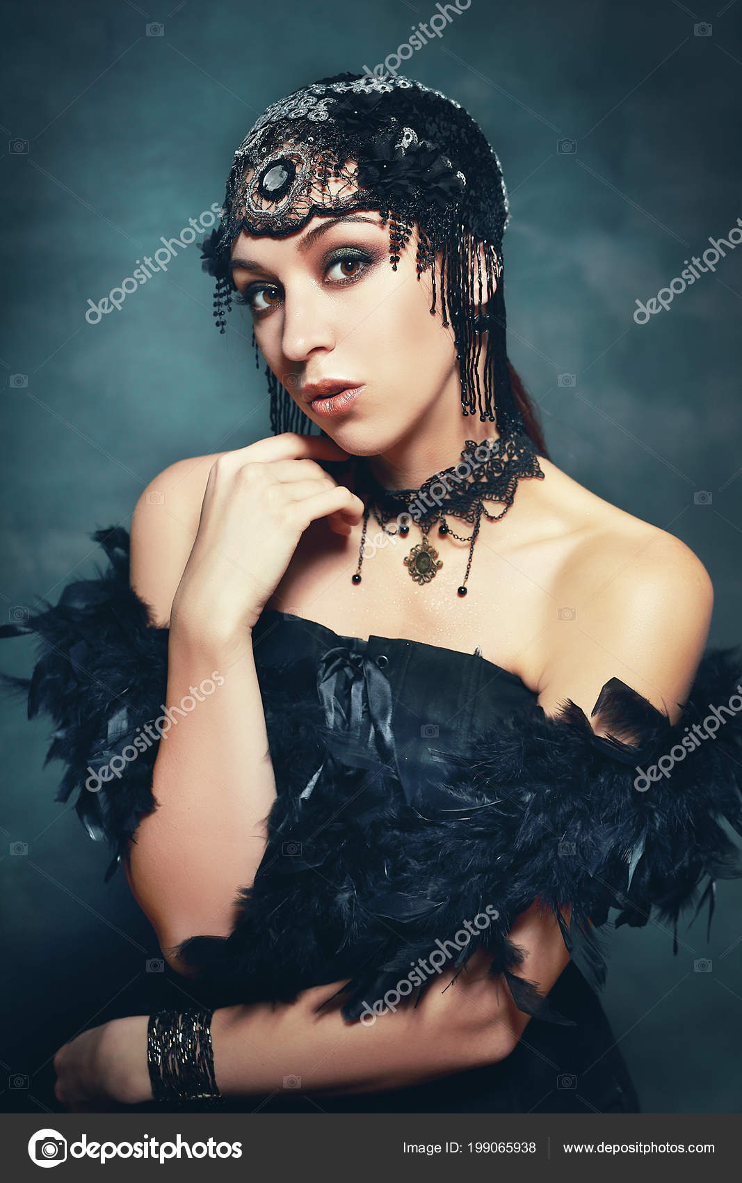 Beautiful Flapper Woman Roaring 20s Stock Photo C Lenanet 199065938