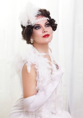 güzel kadın retro flapper tarzı kadın , kükreyen 20s