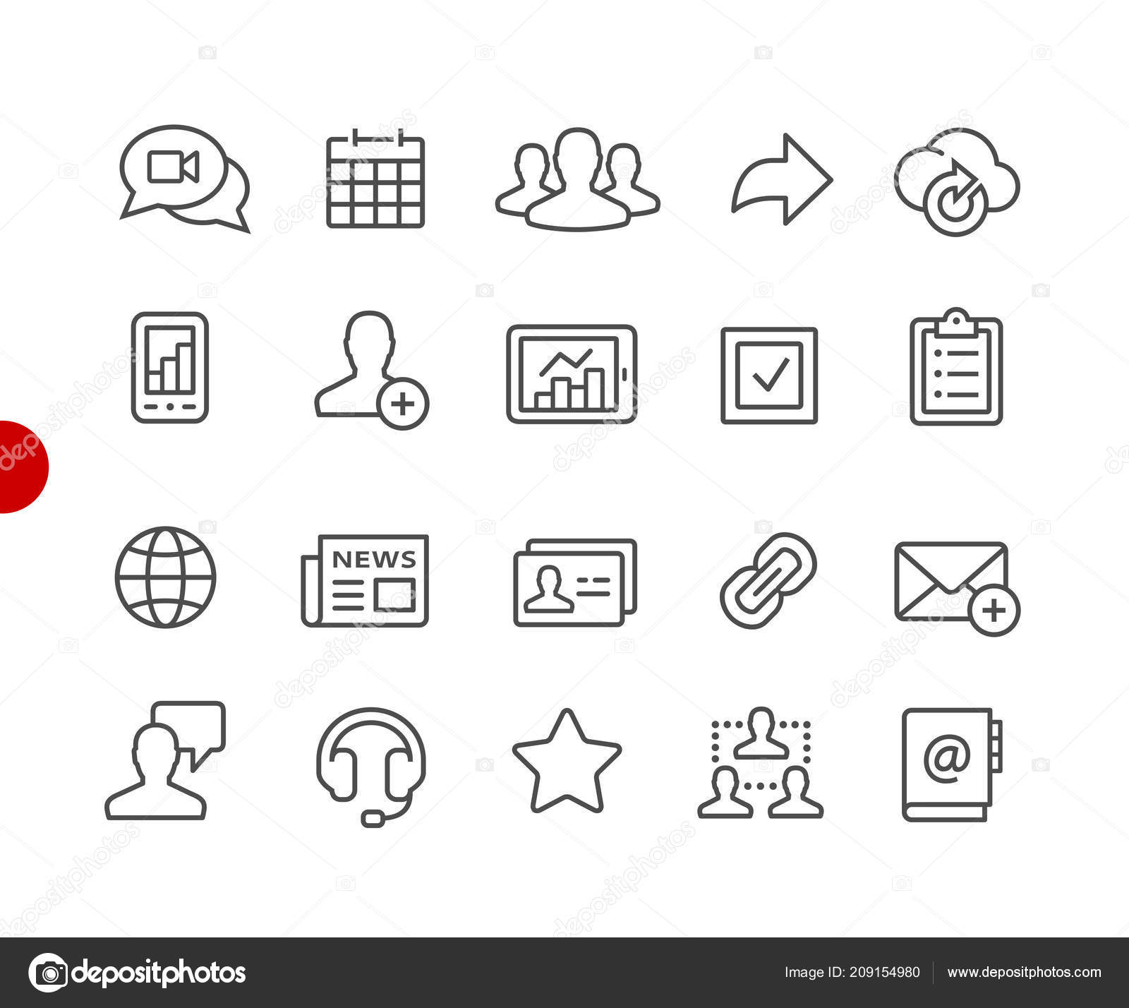 Business Network Icons Red Point Series Vector Line Icons Your Stock ...