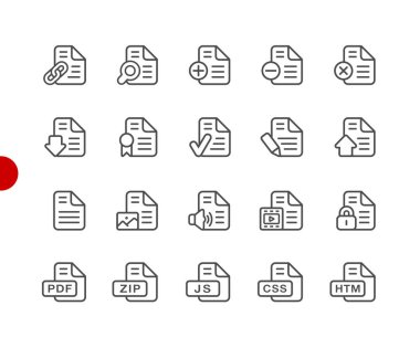 Documents Icons - Set 1 of 2 // Red Point Series - Vector line icons for your digital or print projects. clipart