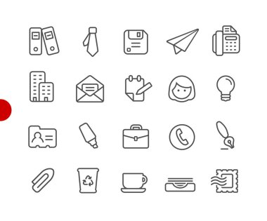 Office and Business Icons // Red Point Series - Vector line icons for your digital or print projects. clipart