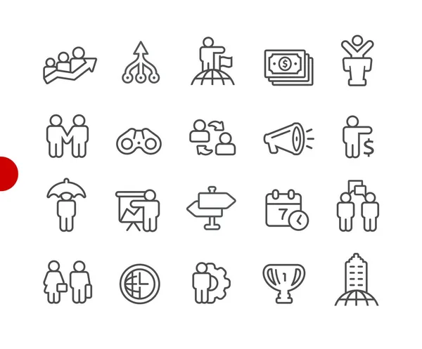 Symbole Für Finanzunternehmen Rotpunktreihe Vektorzeilensymbole Für Ihre Digital Oder Printprojekte — Stockvektor