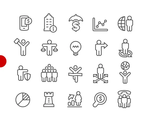 Geschäftserfolgssymbole Rote Punktserie Vektorzeilensymbole Für Ihre Digital Oder Druckprojekte — Stockvektor