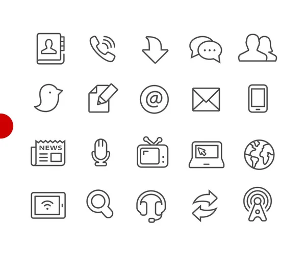 Kommunikations Symbole Rotpunktreihe Vektorliniensymbole Für Ihre Digital Oder Druckprojekte — Stockvektor