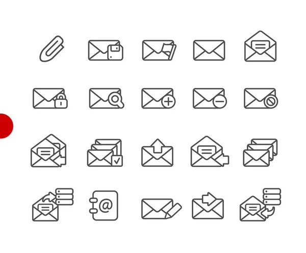 电子邮件图标 红色点系列 数字或打印项目的矢量线图标 — 图库矢量图片