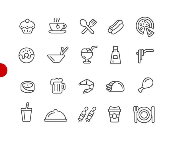 Food Icons Set Red Point Series Vektorzeilensymbole Für Ihre Digital — Stockvektor