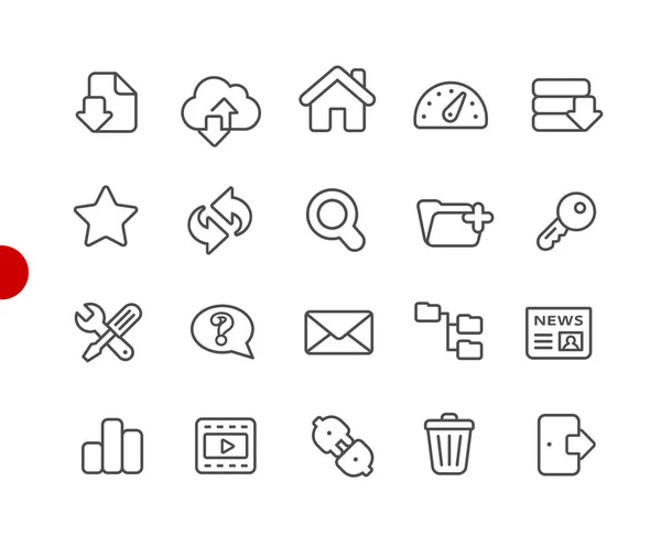 Ftp Hosting Ikony Czerwony Punkt Serii Wektor Linia Ikon Dla — Wektor stockowy
