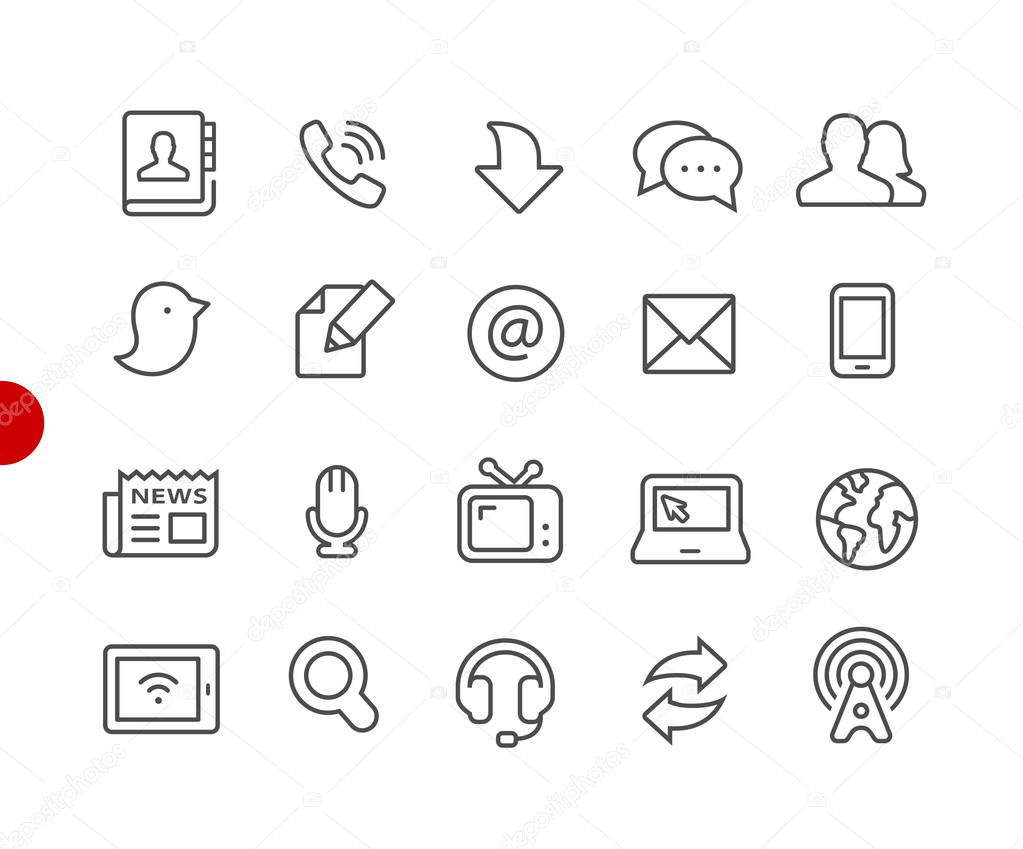 Communications Icons // Red Point Series - Vector line icons for your digital or print projects.