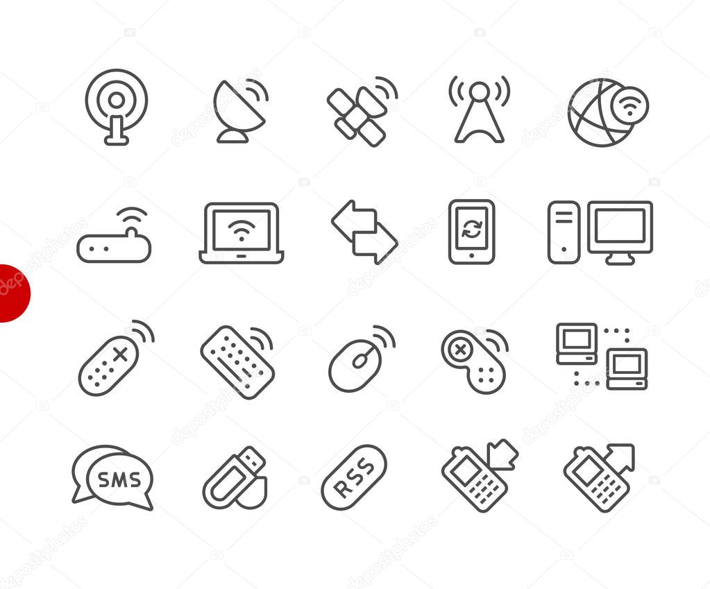 Wireless Icons // Red Point Series - Vector line icons for your digital or print projects.