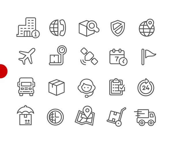 Iconos Envío Seguimiento Serie Red Point Iconos Línea Vectorial Para — Archivo Imágenes Vectoriales