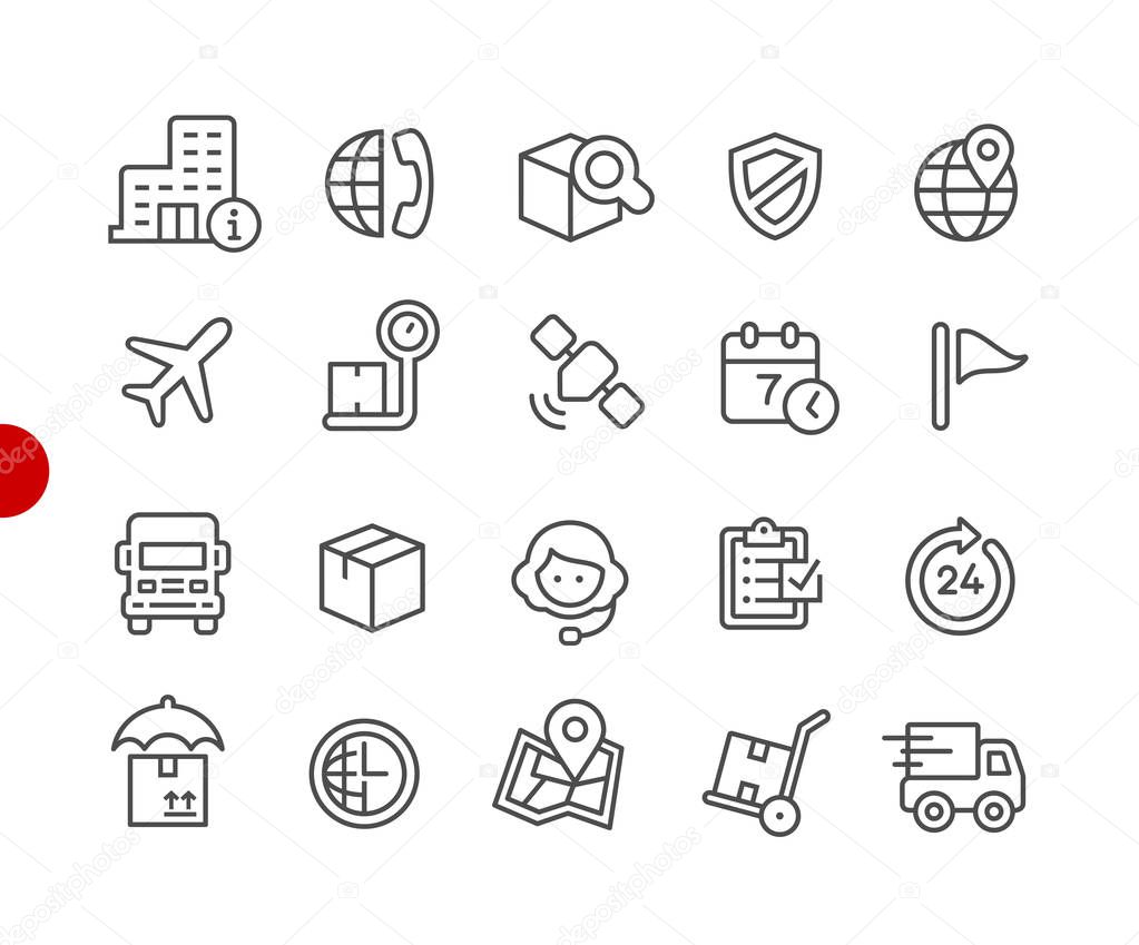 Shipping & Tracking Icons // Red Point Series - Vector line icons for your digital or print projects