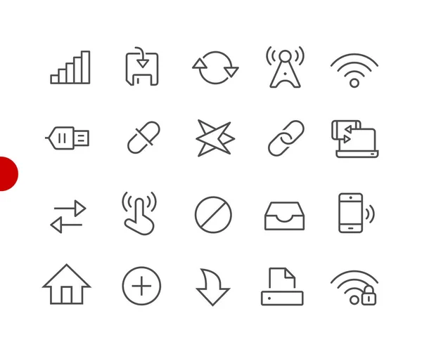 Web Mobile Icons Red Point Series Icone Della Linea Vettoriale — Vettoriale Stock