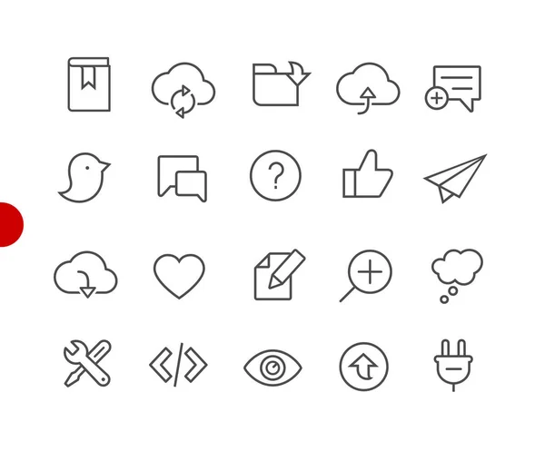 Web Mobile Ikoner Röd Punkt Serien Vektor Linje Ikoner För — Stock vektor