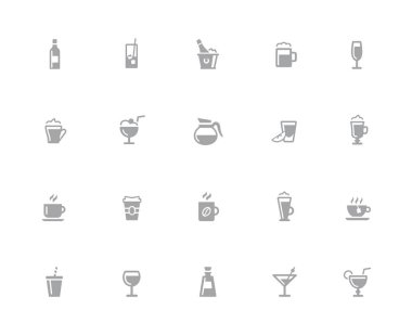 İçecek Simgeleri // 32 piksel Simgeler Beyaz Seri - Vektör simgeleri 32 piksel ızgarada çalışmak üzere tasarlanmıştır.