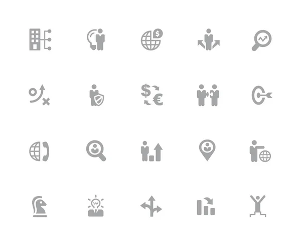 Icons Set Van Business Strategie Management Pixels Pictogrammen Witte Serie — Stockvector