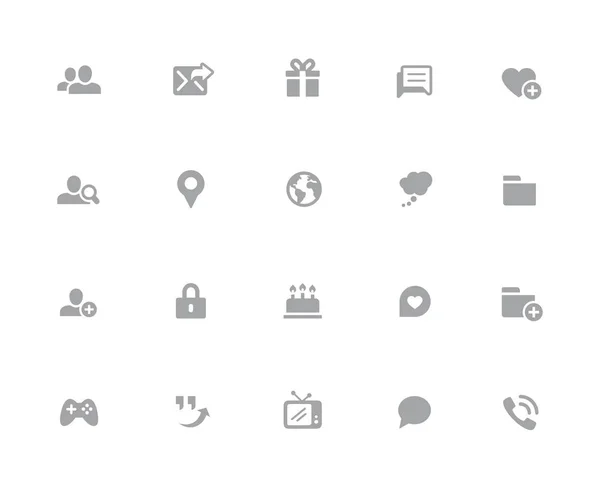 Social Communications Icons Pixel Icons White Series Icone Vettoriali Progettate — Vettoriale Stock