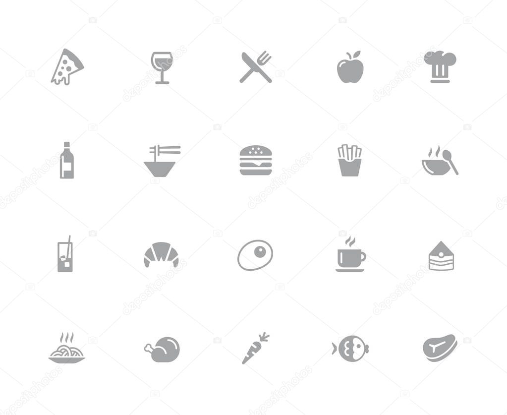 Food Icons - Set 1 of 2 // 32 pixels Icons White Series - Vector icons designed to work in a 32 pixel grid.