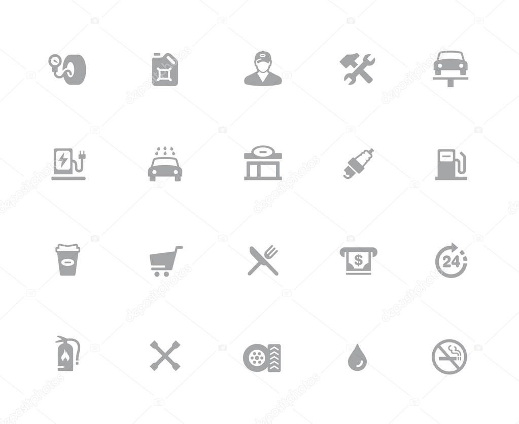 Gas Station Icons // 32 pixels Icons White Series - Vector icons designed to work in a 32 pixel grid.