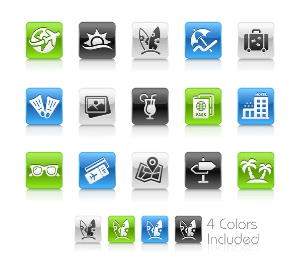 Ícones Férias Verão Arquivo Vetorial Inclui Versões Coloridas Para Cada — Vetor de Stock