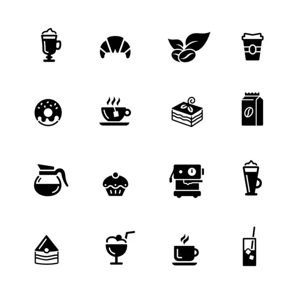 Cafetería Iconos Black Series Vector Iconos Negros Para Sus Proyectos — Vector de stock