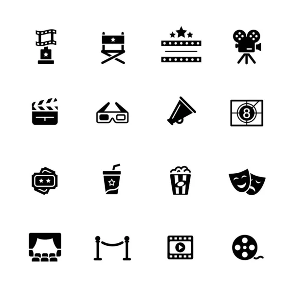 Film Industry Theater Icons Black Series Vector Black Icons Your — стоковый вектор