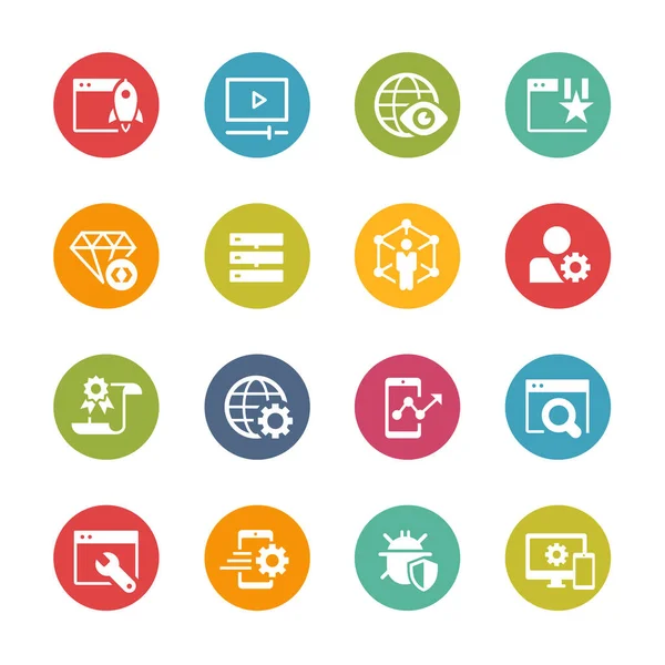 Seo Digital Martketing Icons Fresh Colors — стоковый вектор