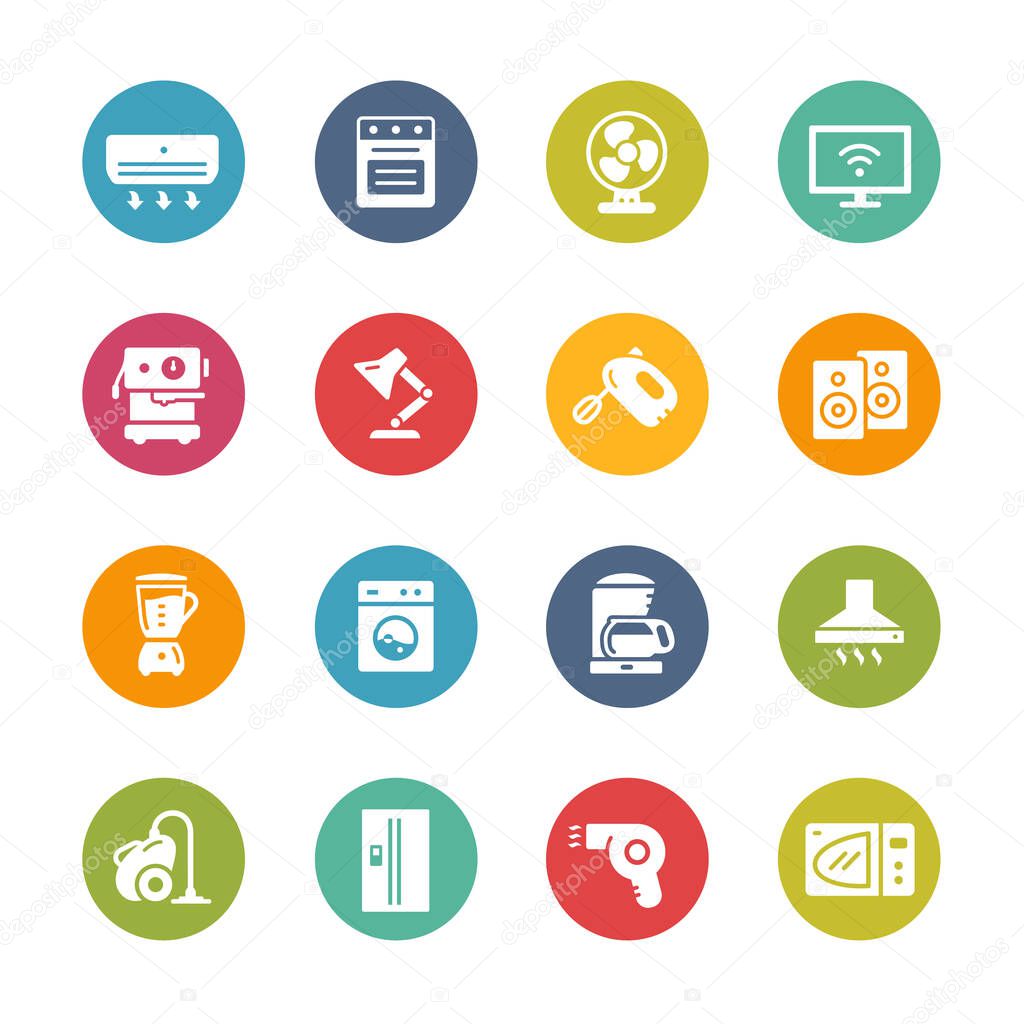 Household Appliances Icons // Fresh Colors