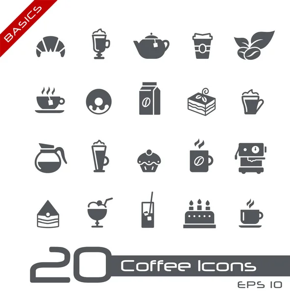 Coffee Shop Icons Grundlagen — Stockvektor