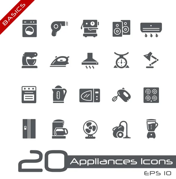 Household Appliances Icons Basics — 스톡 벡터