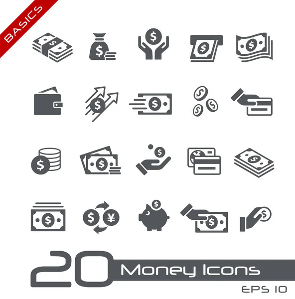 Money Icons Basics Vektorsymbole Für Ihre Web Oder Medienprojekte — Stockvektor