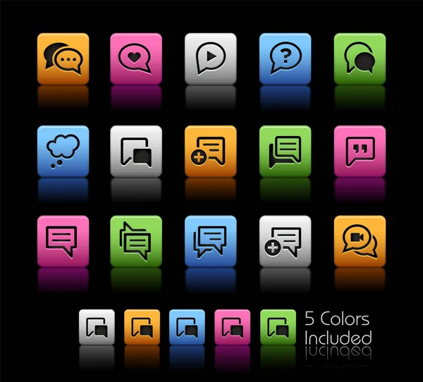 泡泡图标 彩色方框系列 矢量文件包括不同图层中每个图标的5个颜色版本 — 图库矢量图片
