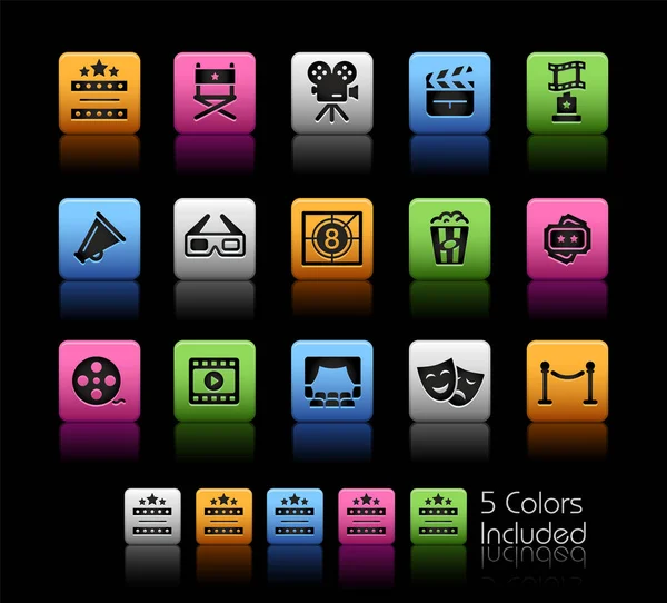 Film Industry Theater Icons Colorbox Series Векторний Файл Містить Кольорових Стокова Ілюстрація