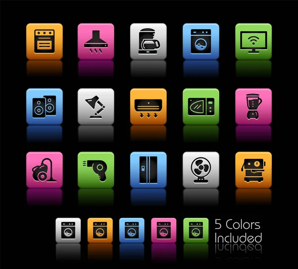 Home Appliances Icons Colorbox Series File Vector Include Versioni Colori — Vettoriale Stock