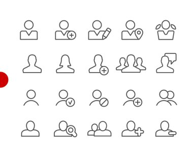 Kullanıcı Avatar Simgeleri / / Kırmızı Nokta Serileri - Dijital veya yazdırma projeleriniz için vektör satırı simgeleri.