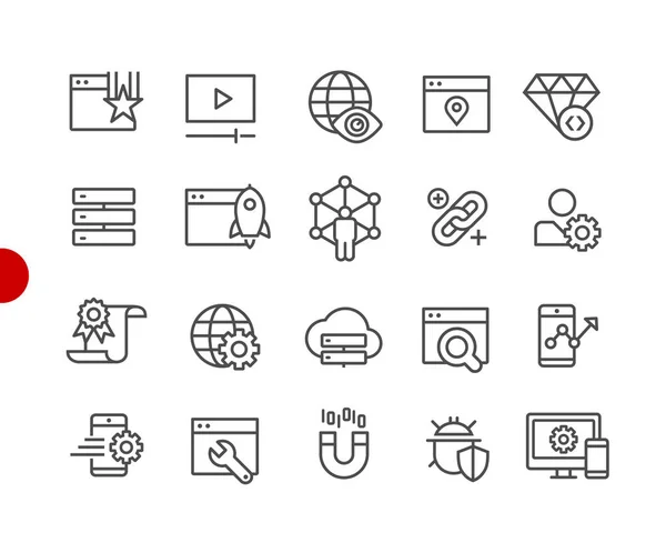 Seo Digital Marketing Icons Red Point Series Vector Line Icons — 图库矢量图片