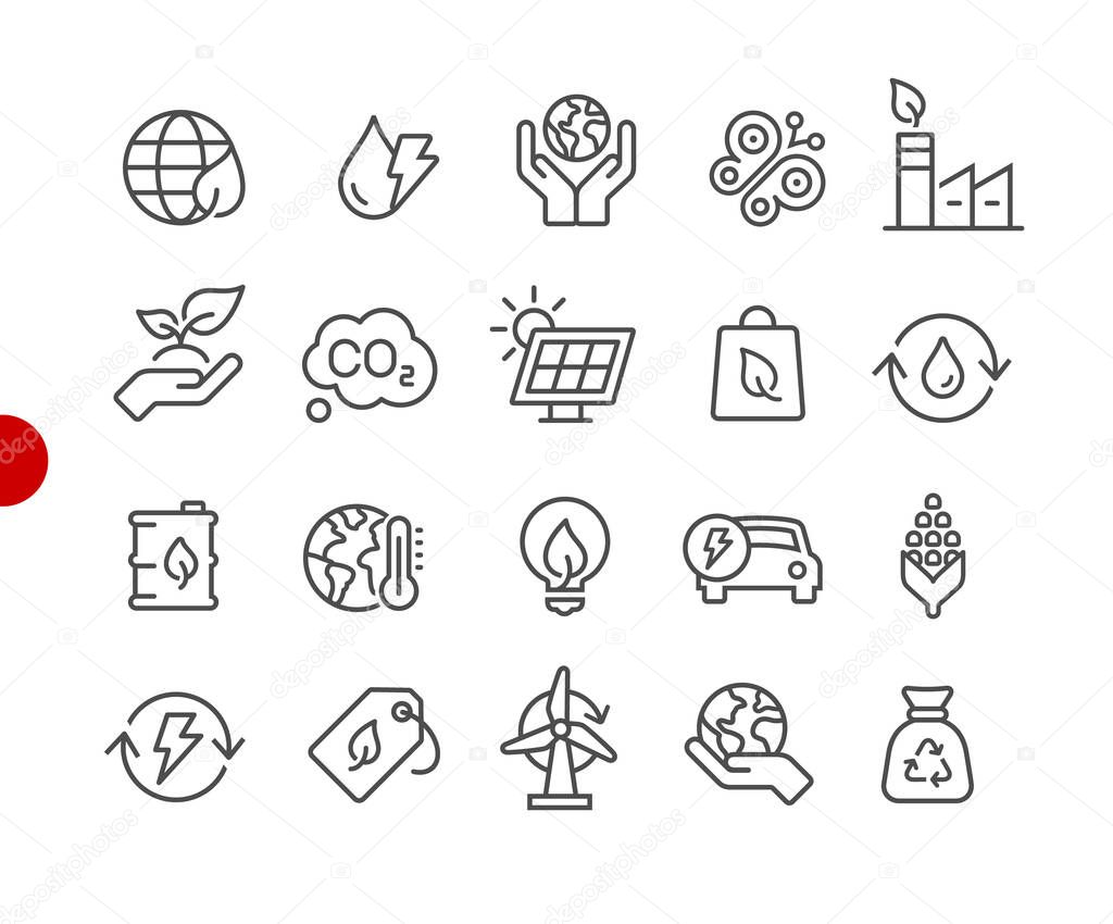 Ecology & Renewable Energy Icons // Red Point Series - Vector line icons for your digital or print projects.