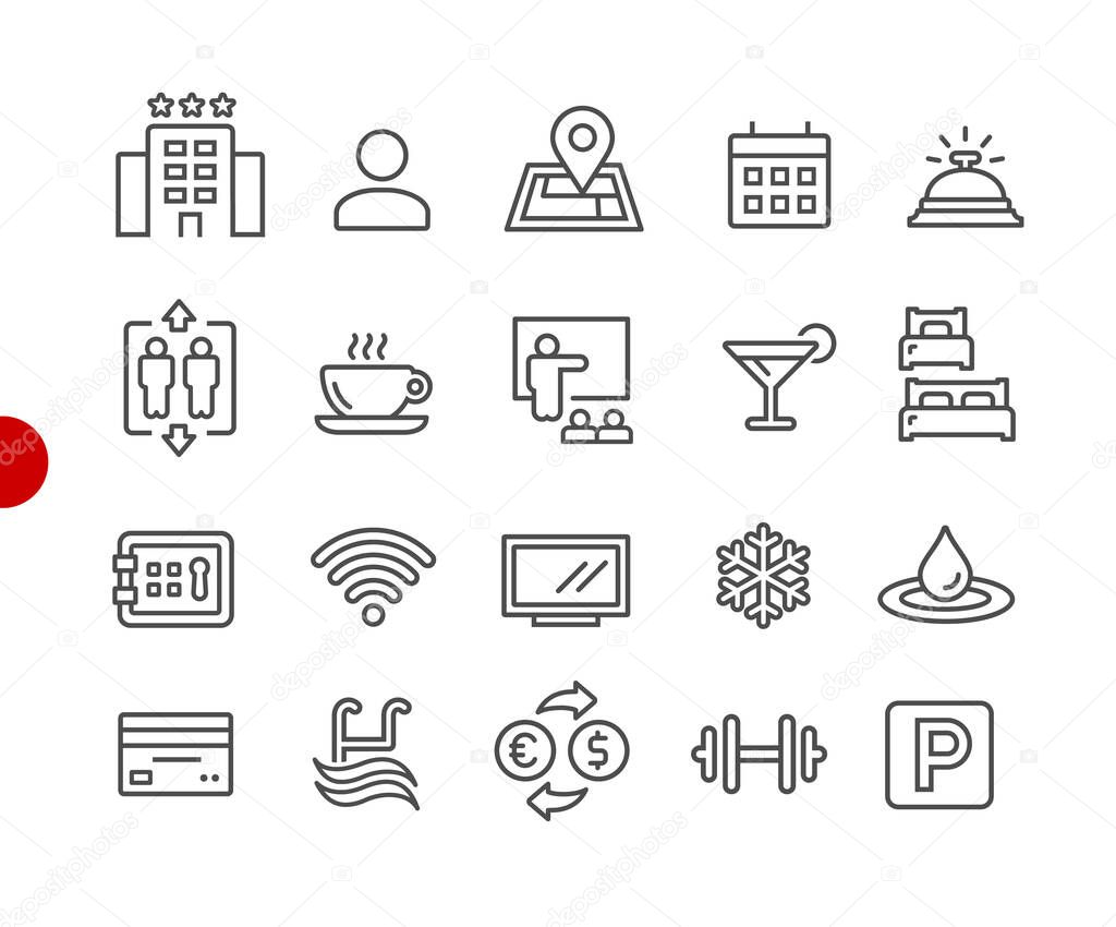 Hotel & Rentals Icons 1 of 2 // Red Point Series - Vector line icons for your digital or print projects.