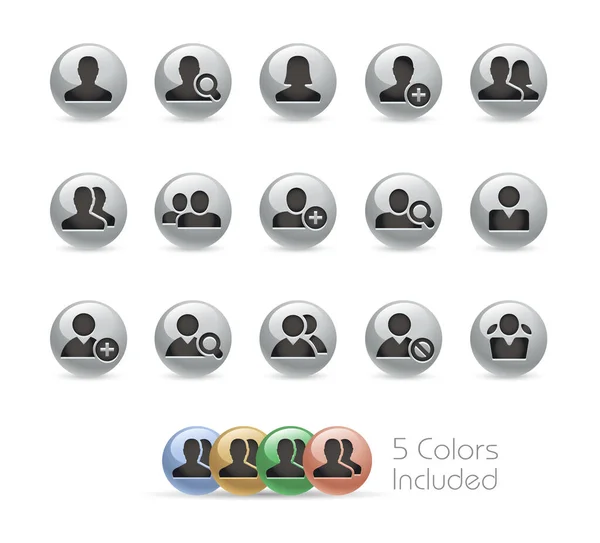 Avatar Iconos Serie Redonda Metal Archivo Vectorial Incluye Versiones Color — Vector de stock