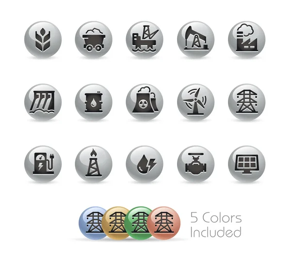 Energy Icons Metal Series Vector File Includes Color Versions Each — Stock Vector